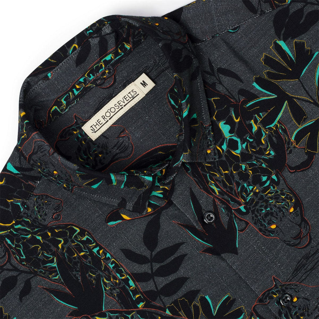 RSVLTS Jag Noir Bamboo Short Sleeve Shirt in Black — detail 11