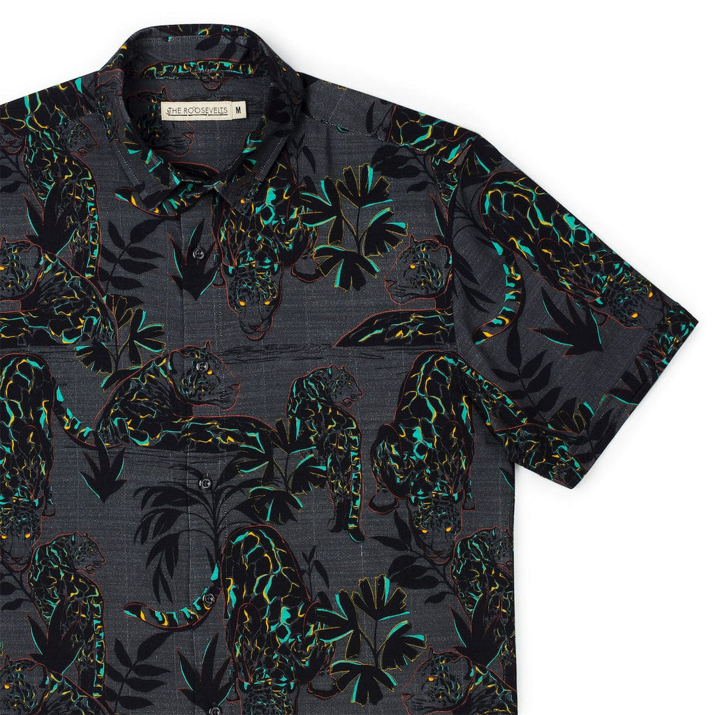 RSVLTS Jag Noir Bamboo Short Sleeve Shirt in Black — detail 6