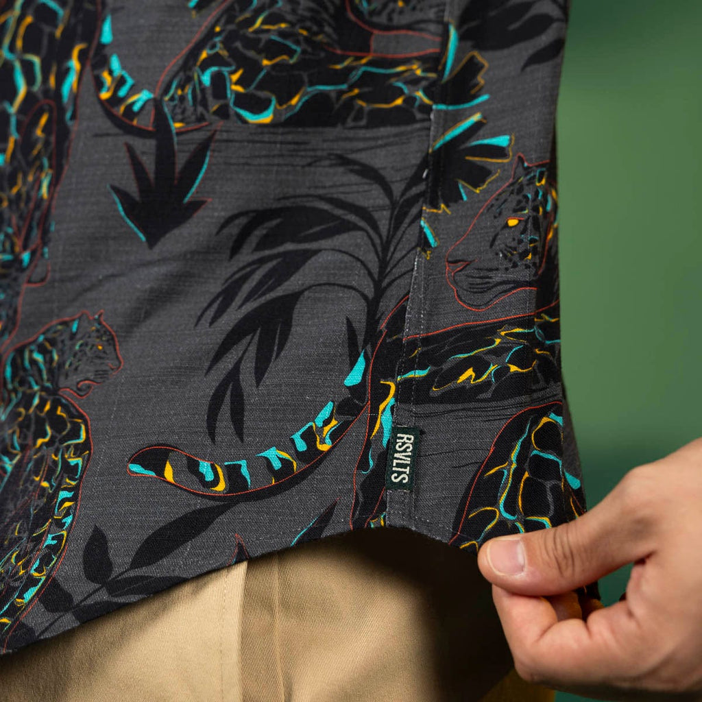 RSVLTS Jag Noir Bamboo Short Sleeve Shirt in Black — detail 10