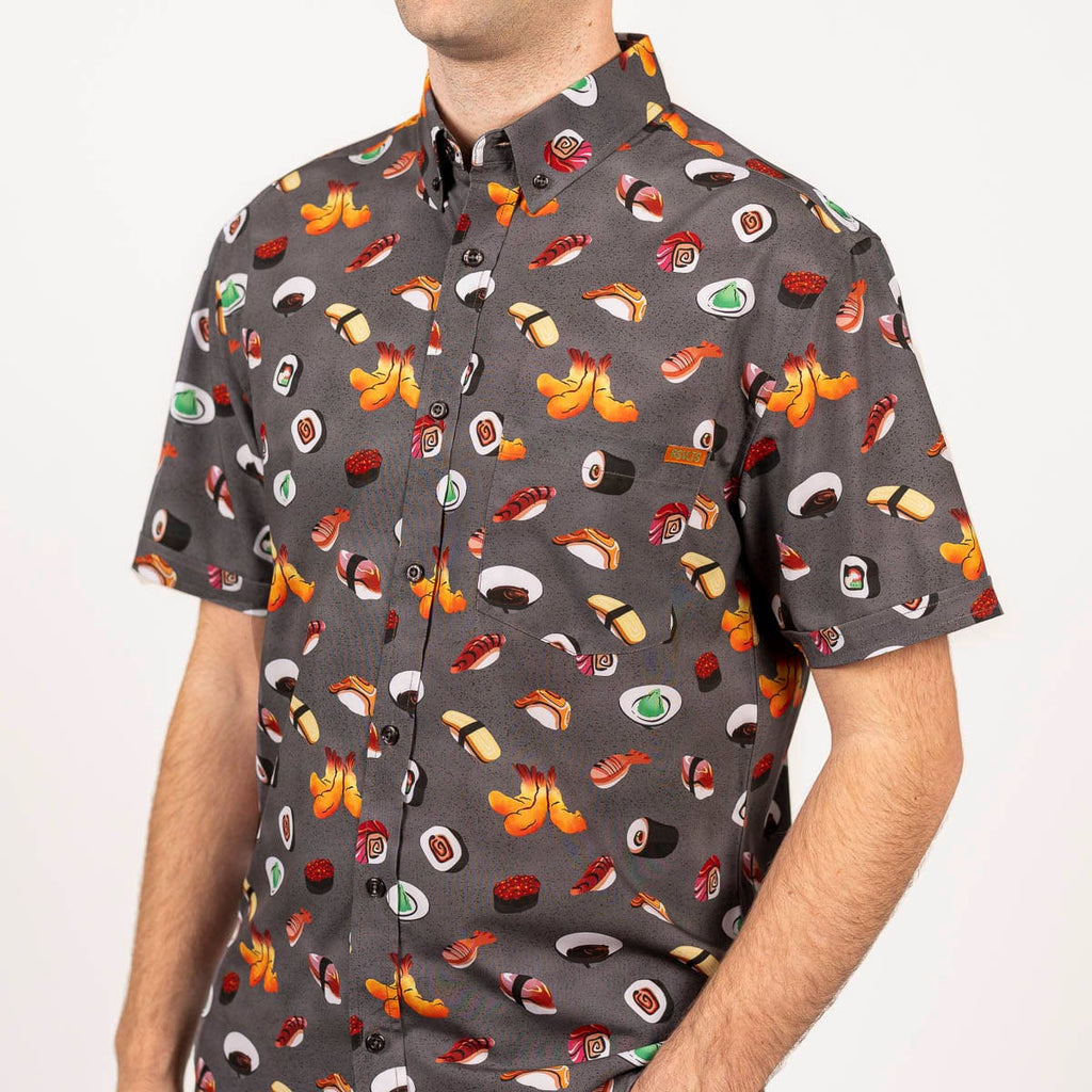 RSVLTS How I Roll KUNUFLEX Short Sleeve Shirt in Gray — front view