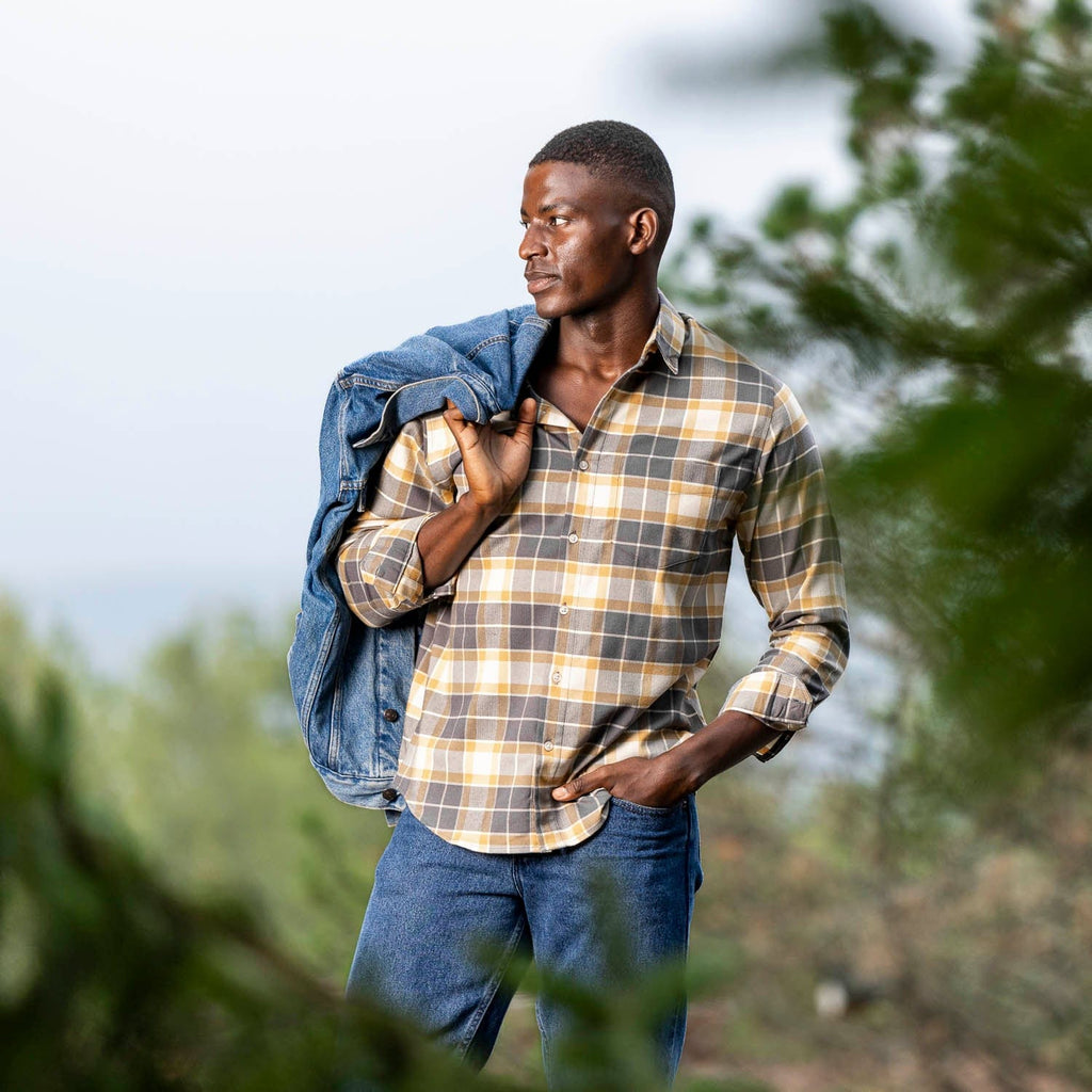 RSVLTS John Flandy BorlandFlex Long Sleeve Flannel in Gray — detail 3
