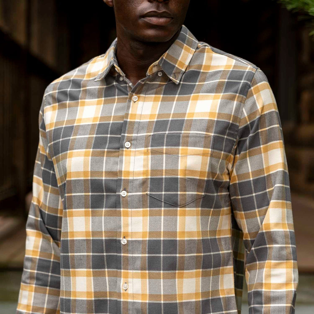 RSVLTS John Flandy BorlandFlex Long Sleeve Flannel in Gray — front view