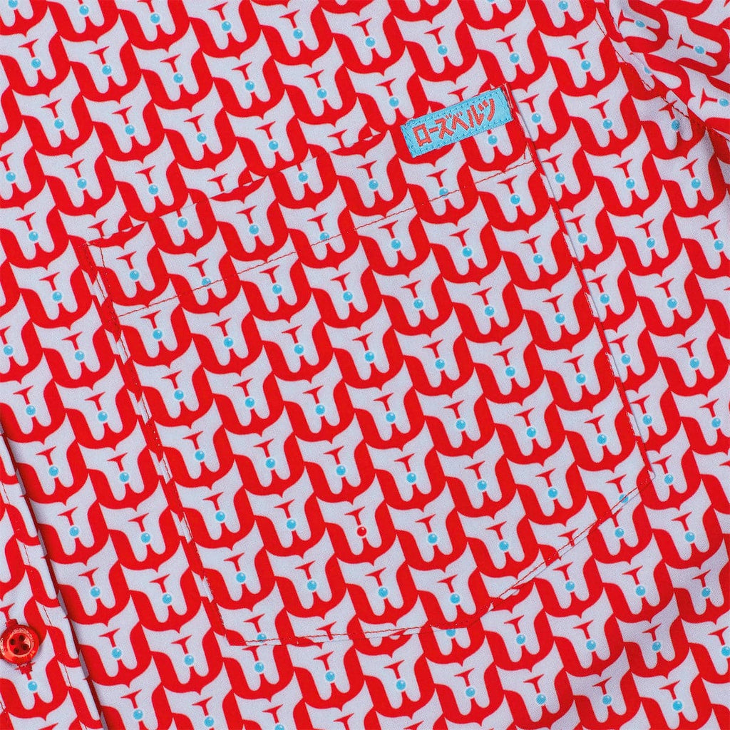RSVLTS Timing Is Everything KUNUFLEX Short Sleeve Shirt in Red — detail 4