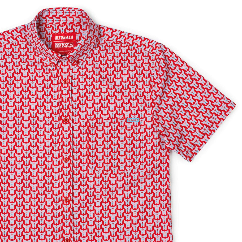 RSVLTS Timing Is Everything KUNUFLEX Short Sleeve Shirt in Red — front view