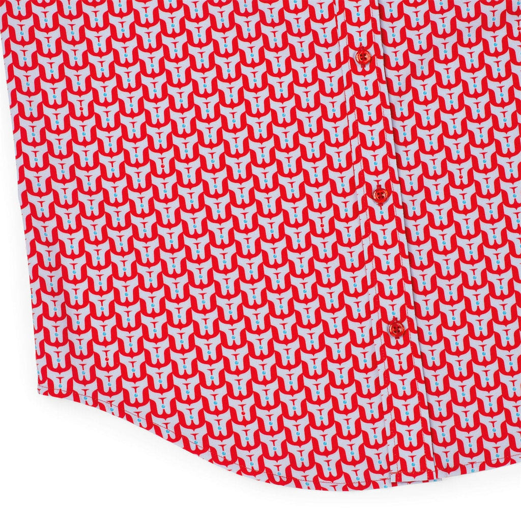 RSVLTS Timing Is Everything KUNUFLEX Short Sleeve Shirt in Red — detail 7