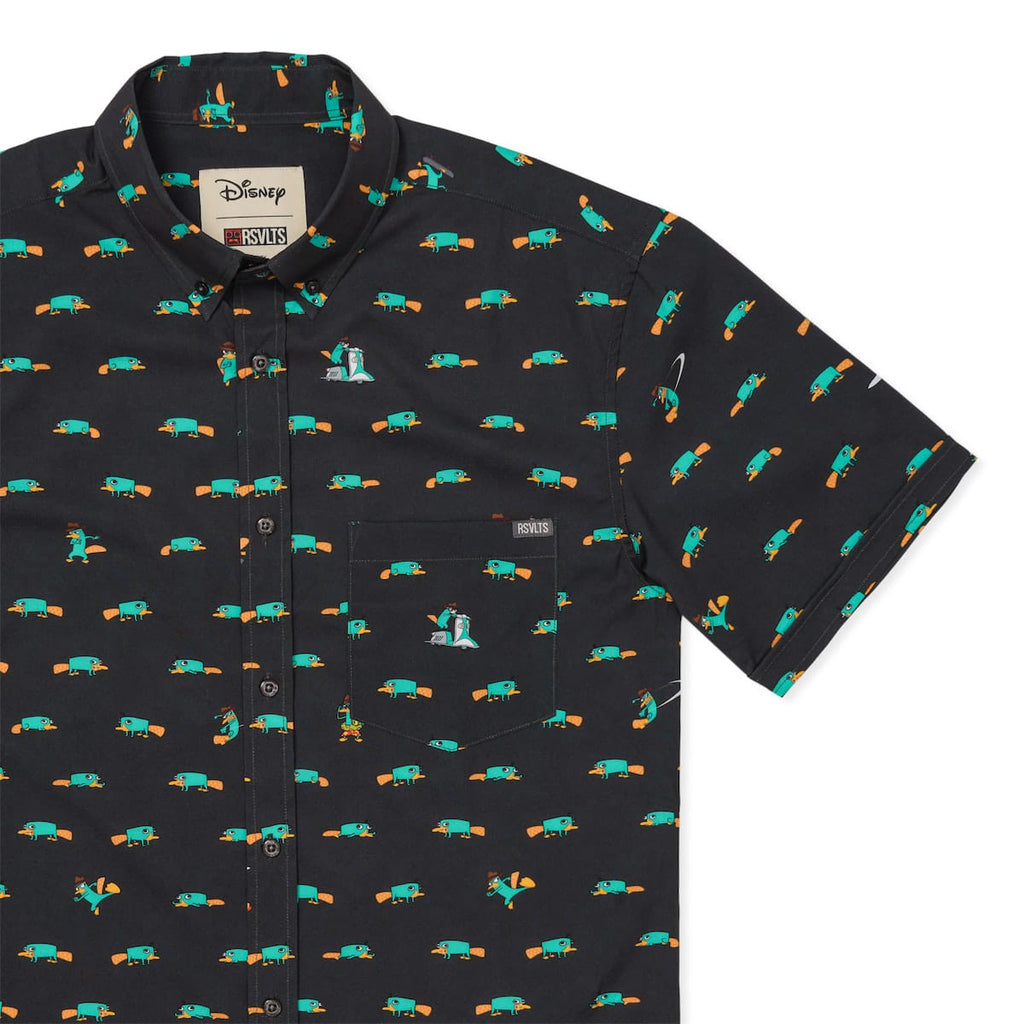 RSVLTS Semi-Aquatic Egg-Laying Mammal of Action KUNUFLEX Short Sleeve Shirt in Black — detail 5