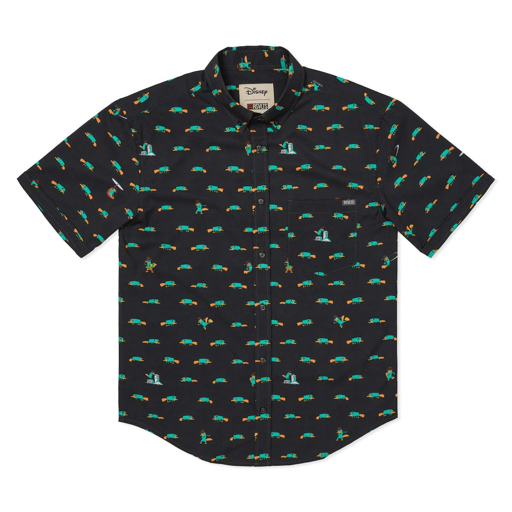 RSVLTS Semi-Aquatic Egg-Laying Mammal of Action KUNUFLEX Short Sleeve Shirt in Black — detail 9