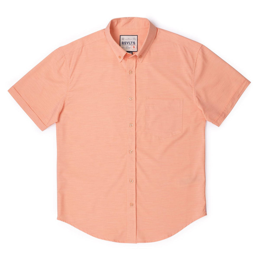 RSVLTS Peach Chaos KUNUFLEX Short Sleeve Shirt in Orange — detail 7