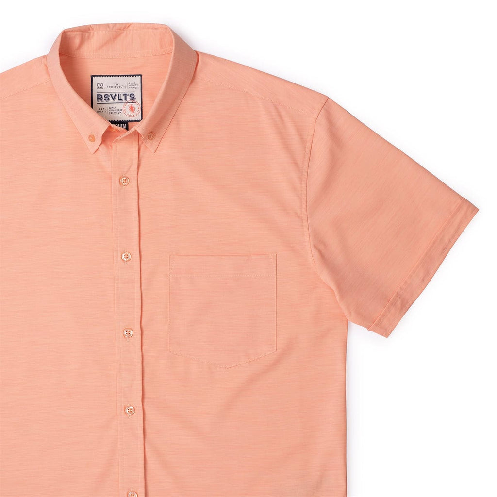 RSVLTS Peach Chaos KUNUFLEX Short Sleeve Shirt in Orange — detail 6