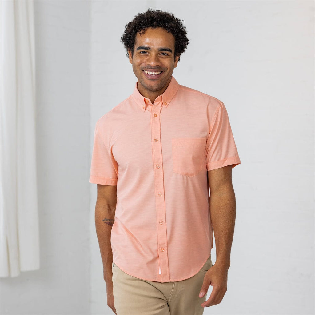RSVLTS Peach Chaos KUNUFLEX Short Sleeve Shirt in Orange — detail 5