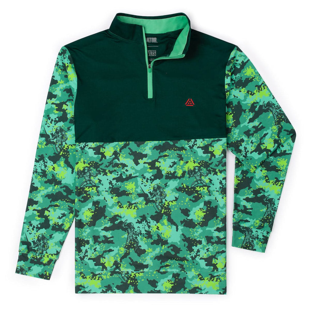RSVLTS The Jungle Camo Live Quarter Zip in Green — front view