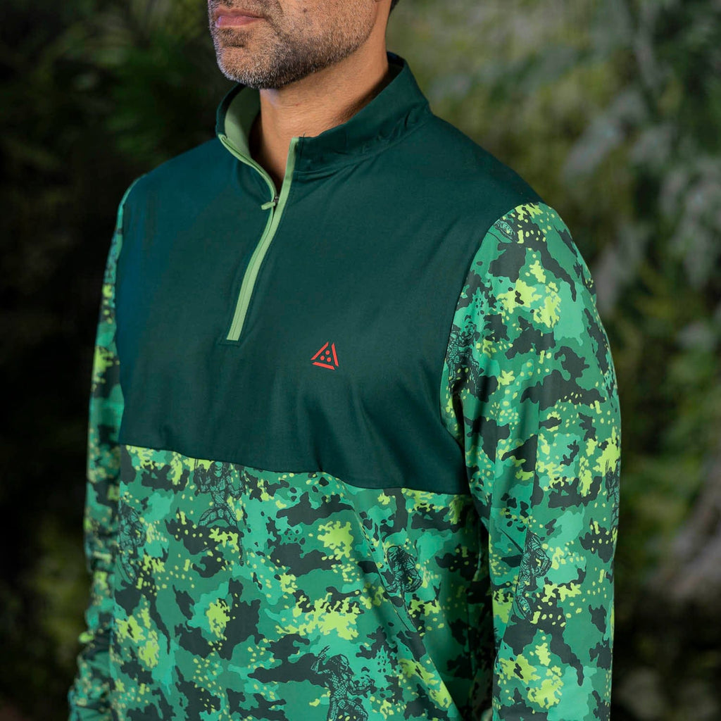 RSVLTS The Jungle Camo Live Quarter Zip in Green — detail 5
