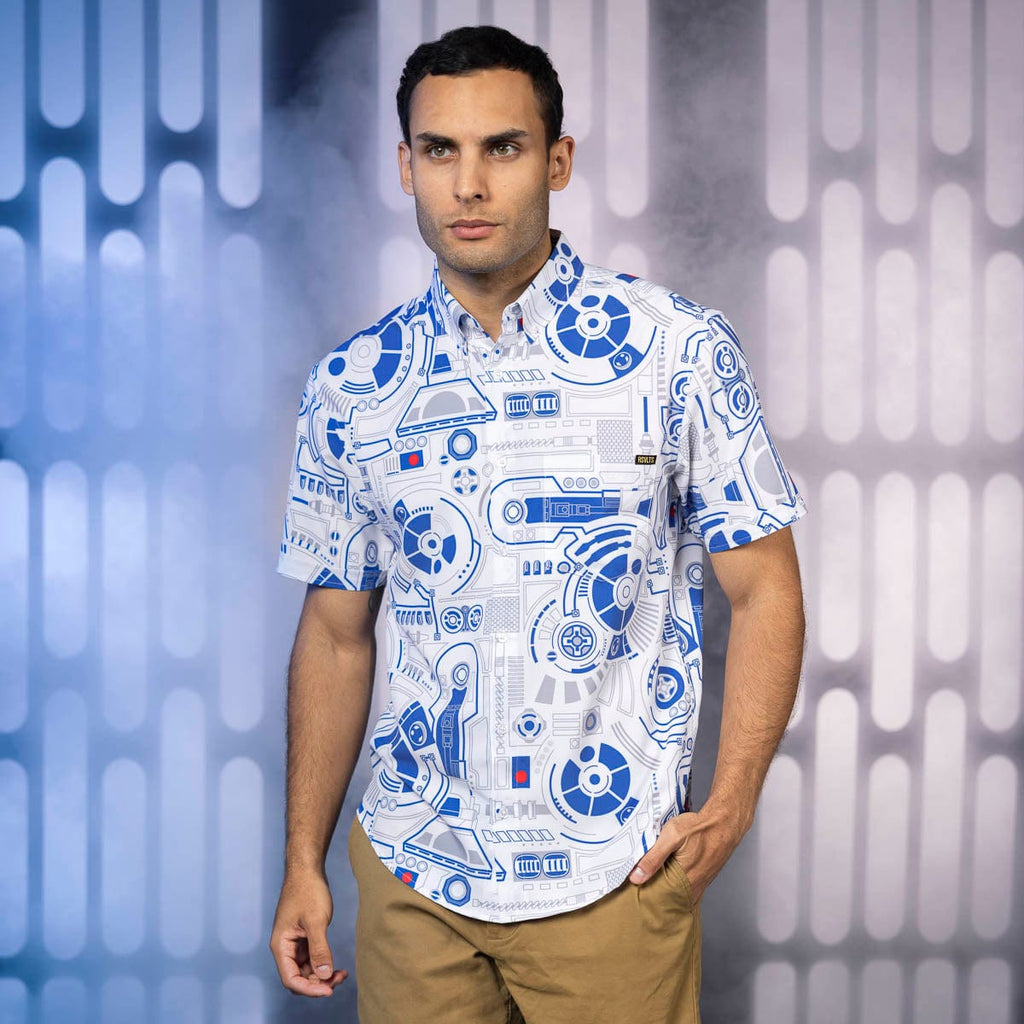 RSVLTS R2 Deconstructed KUNUFLEX Short Sleeve Shirt in Blue — detail 4
