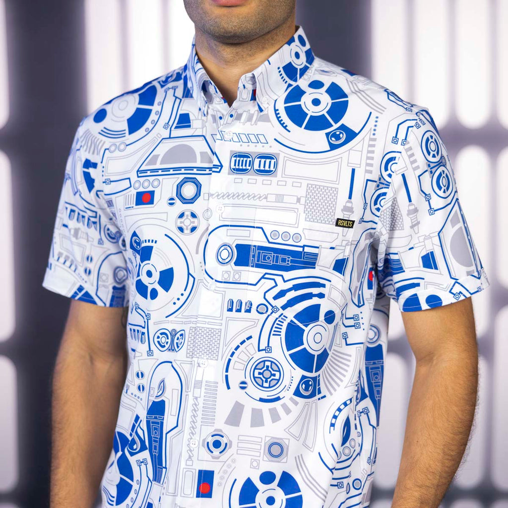RSVLTS R2 Deconstructed KUNUFLEX Short Sleeve Shirt in Blue — detail 6