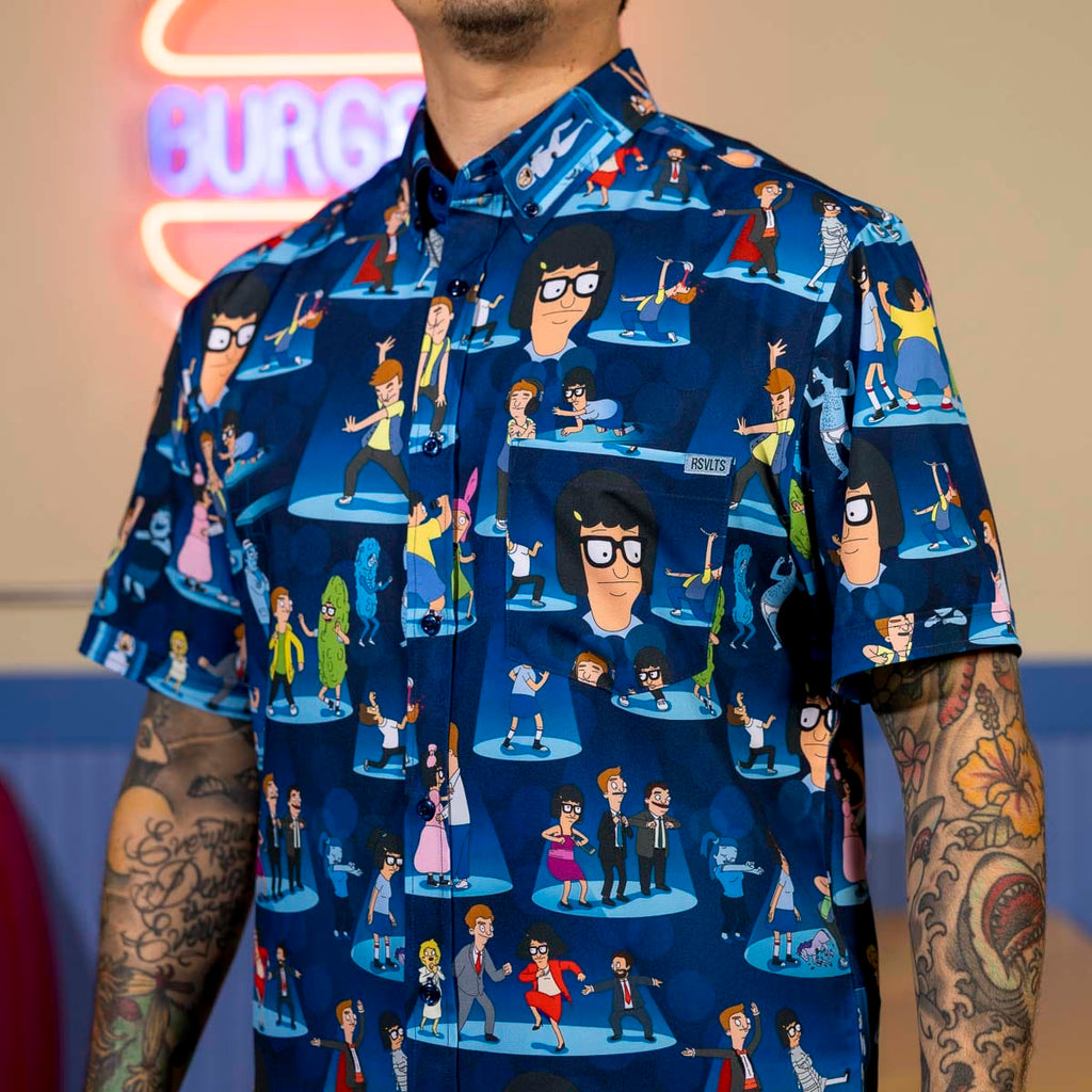 RSVLTS Night of the Living Dance KUNUFLEX Short Sleeve Shirt in Blue — detail 9