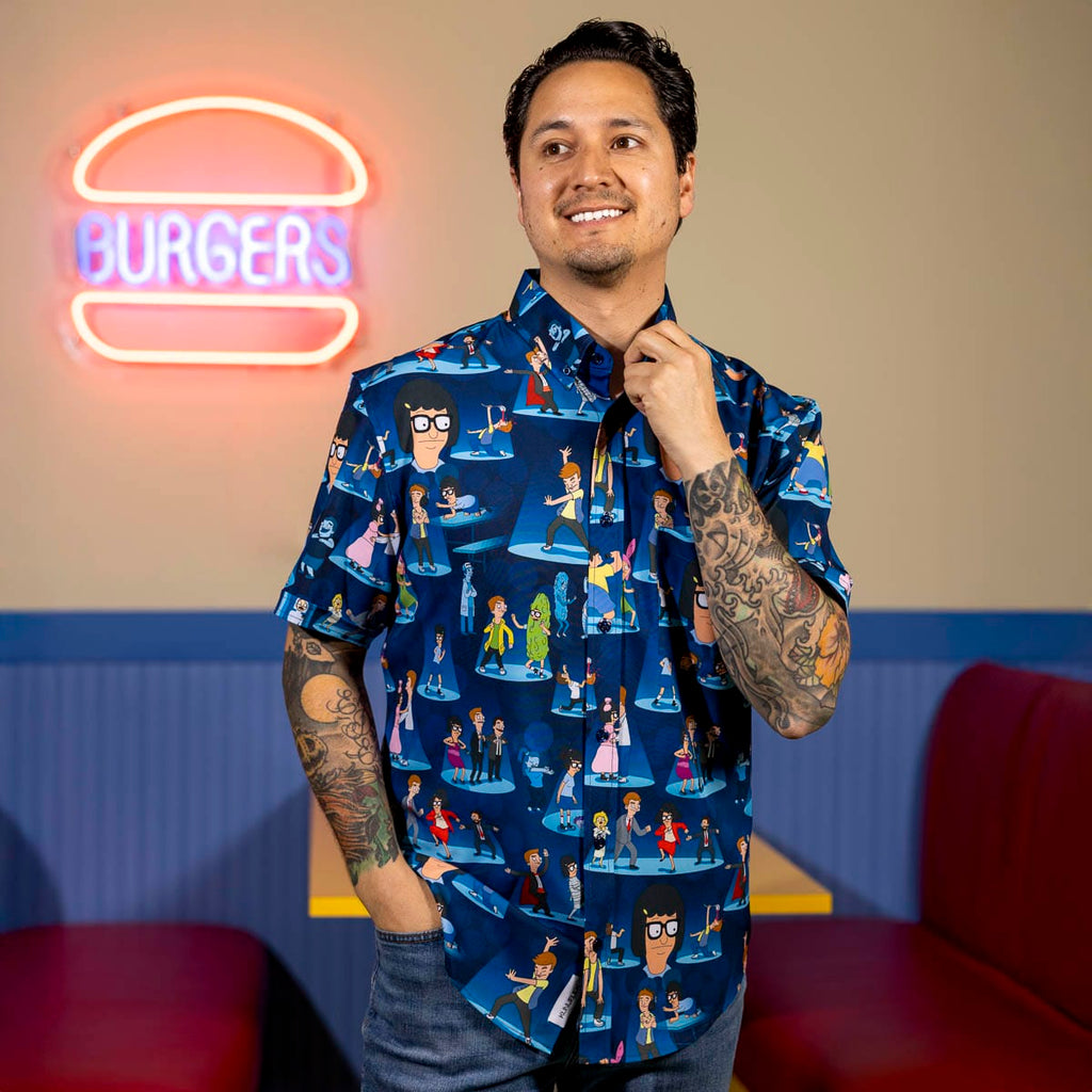 RSVLTS Night of the Living Dance KUNUFLEX Short Sleeve Shirt in Blue — detail 7