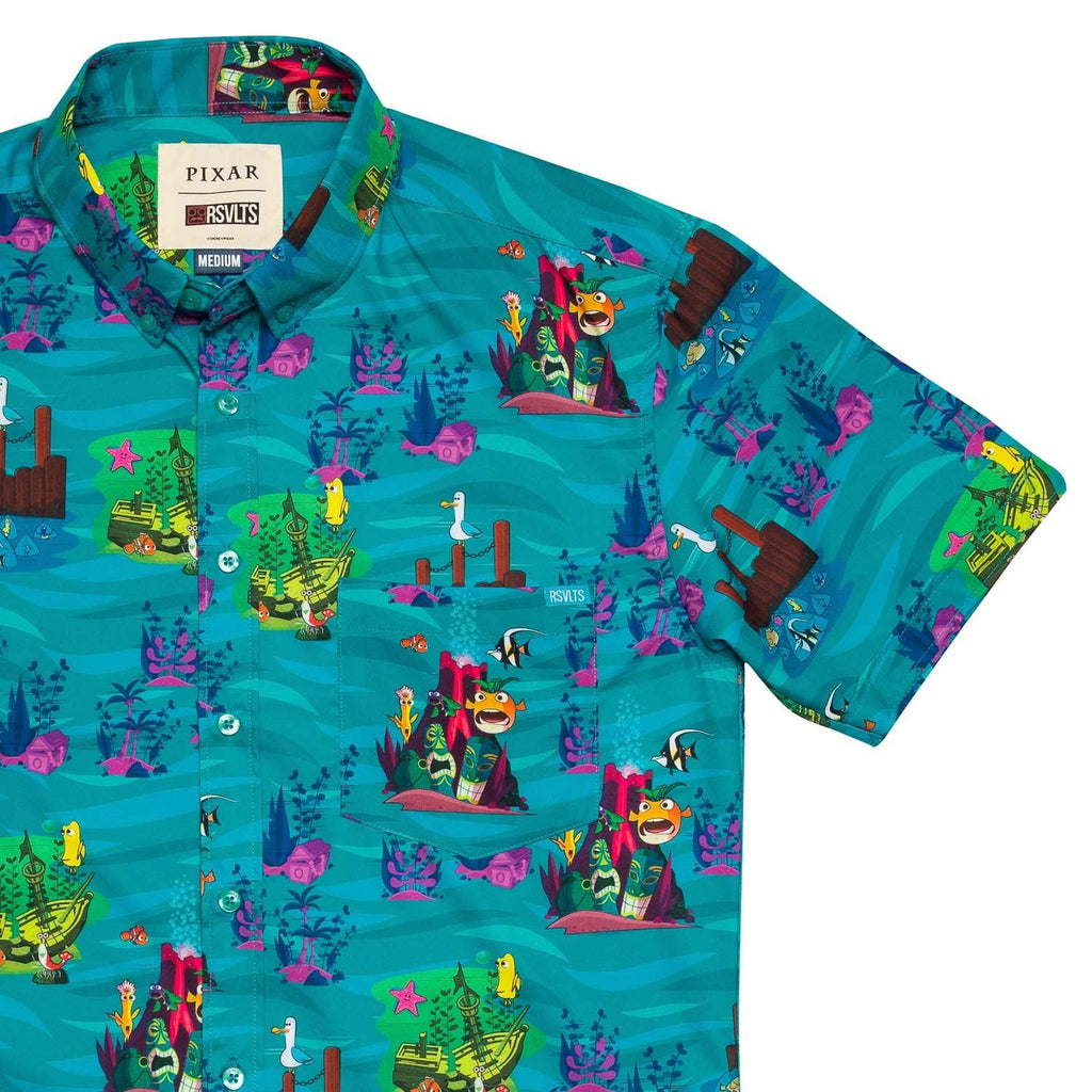 RSVLTS The Great Escape KUNUFLEX Short Sleeve Shirt in Green — front view