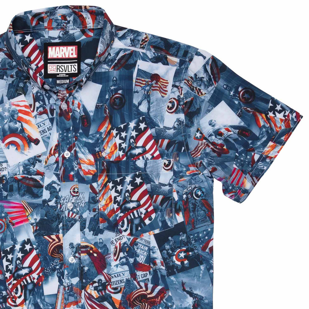 RSVLTS Sentinel of Liberty KUNUFLEX Short Sleeve Shirt in Blue — front view