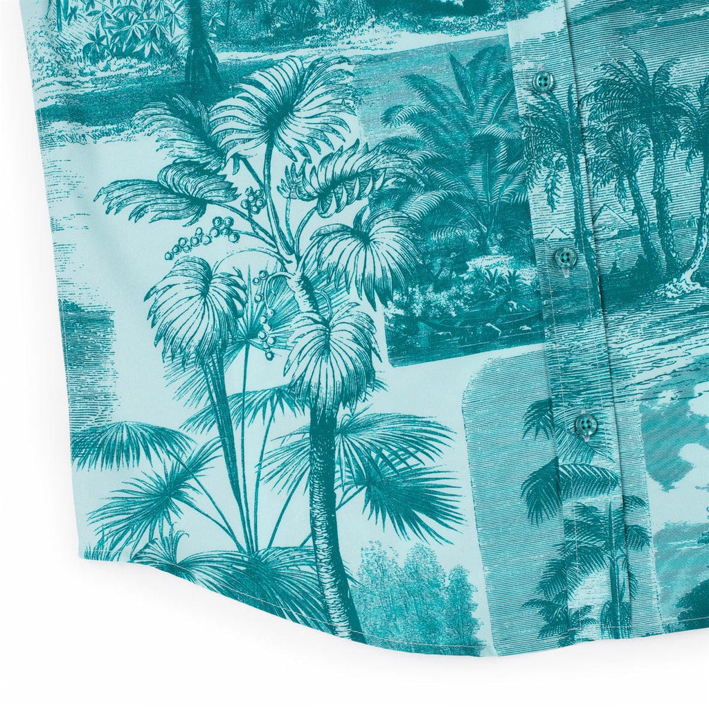 RSVLTS Litho Palms KUNUFLEX Short Sleeve Shirt in Blue — detail 8