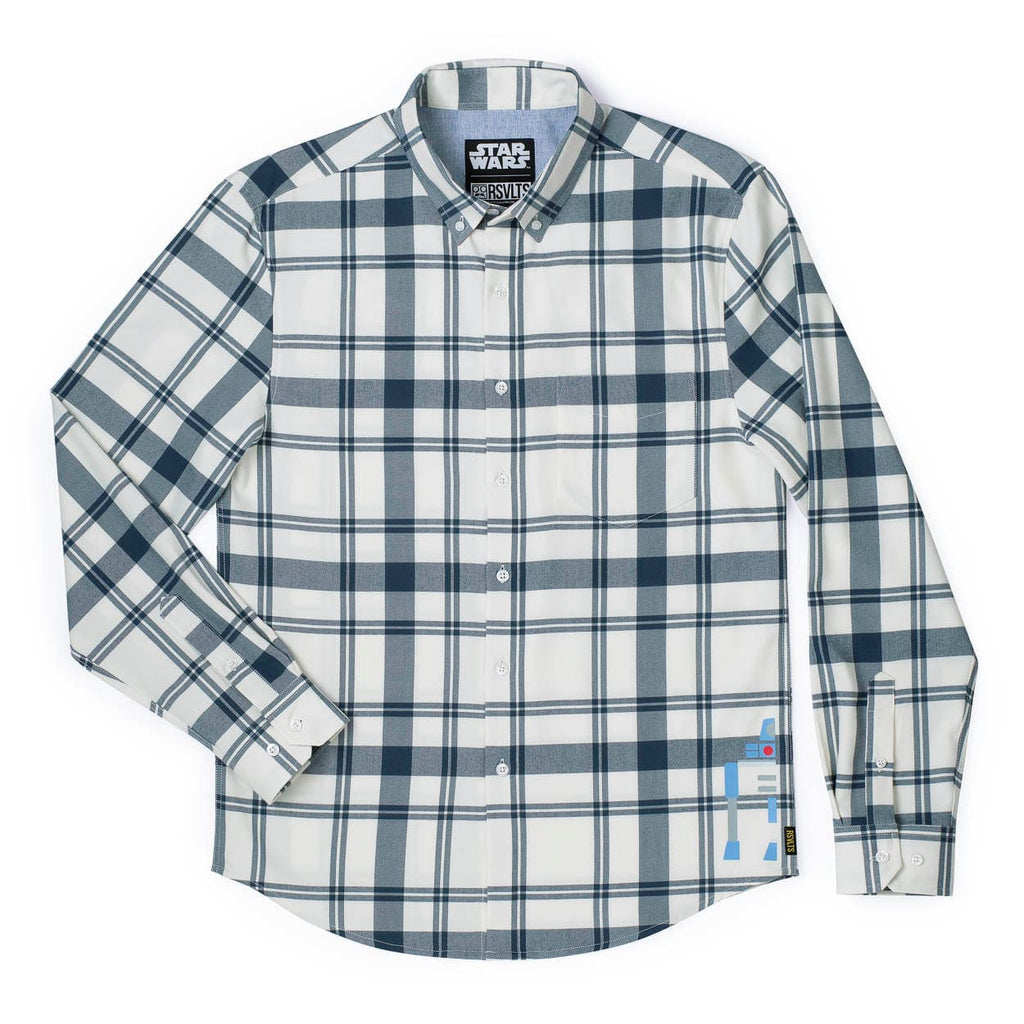 RSVLTS Artoo BorlandFlex Long Sleeve Flannel in White — front view