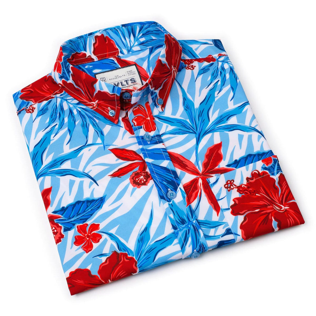 RSVLTS Floral City Steve KUNUFLEX Short Sleeve Shirt in Blue — detail 8