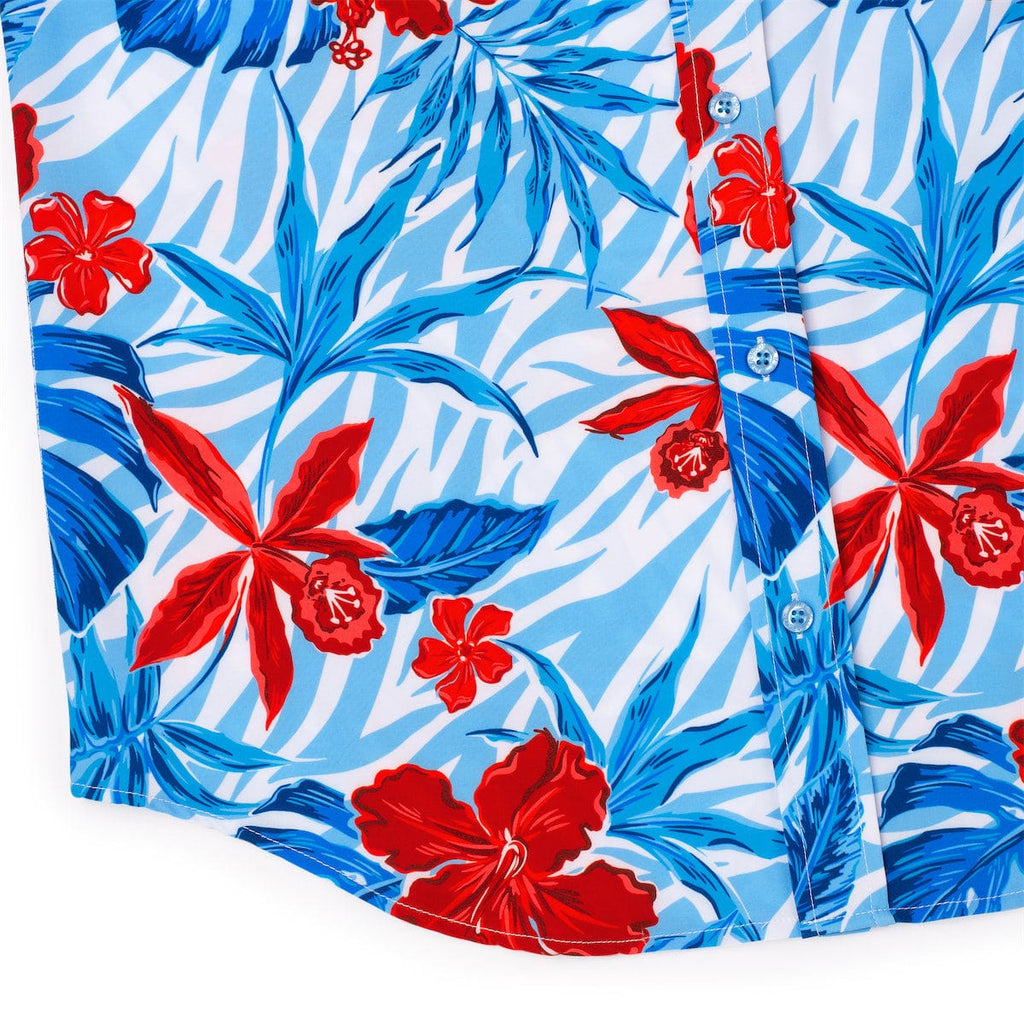 RSVLTS Floral City Steve KUNUFLEX Short Sleeve Shirt in Blue — detail 7
