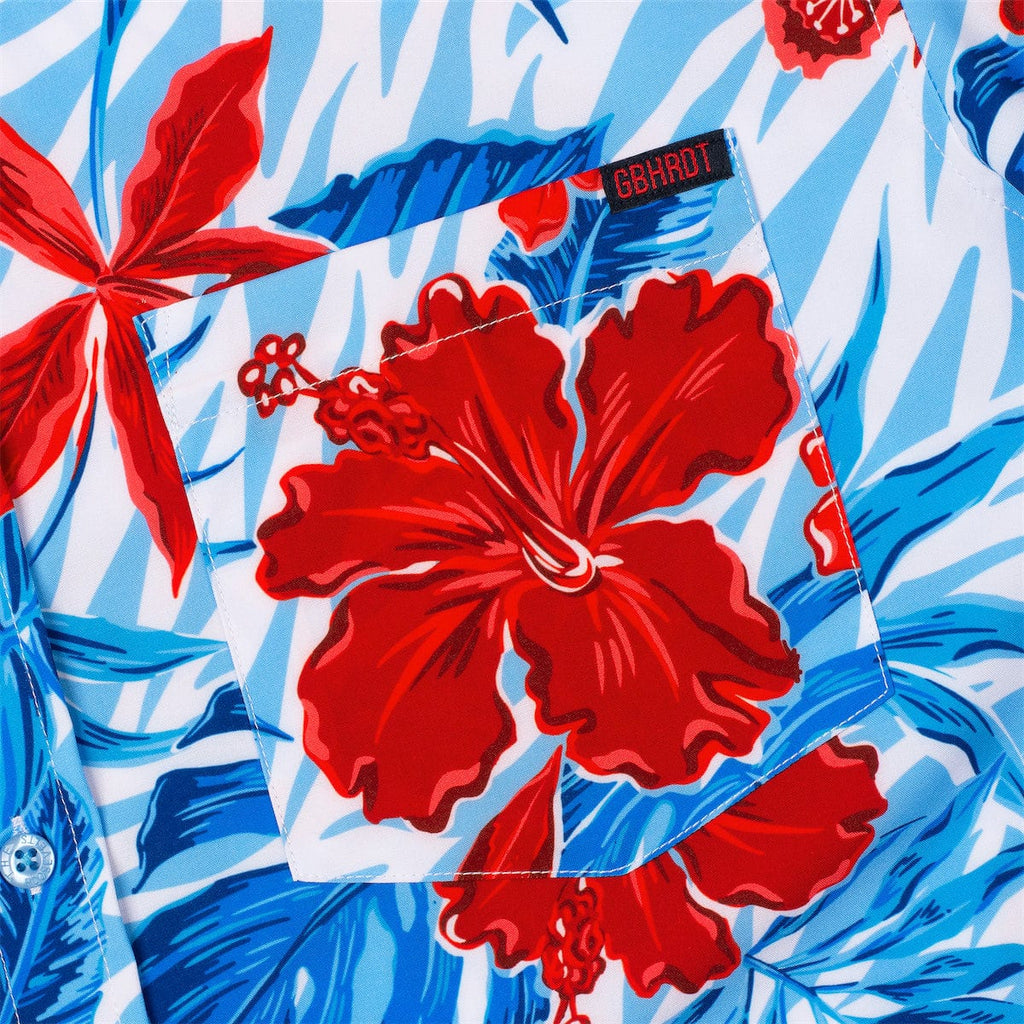 RSVLTS Floral City Steve KUNUFLEX Short Sleeve Shirt in Blue — detail 4