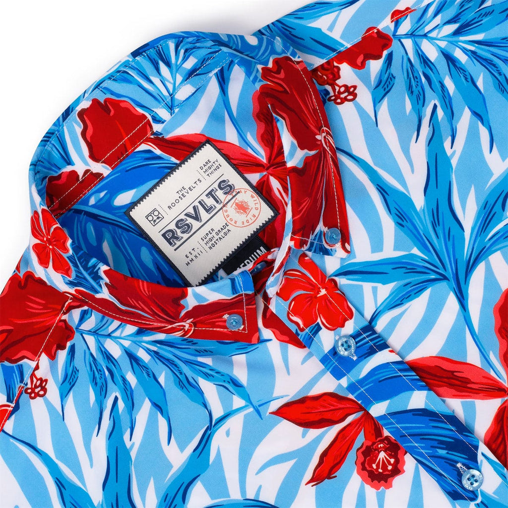 RSVLTS Floral City Steve KUNUFLEX Short Sleeve Shirt in Blue — detail 6