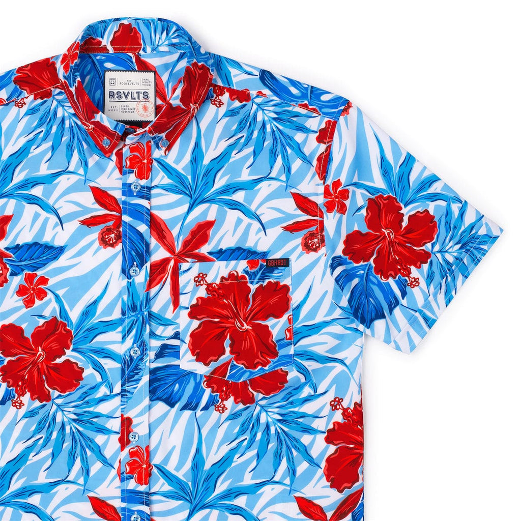RSVLTS Floral City Steve KUNUFLEX Short Sleeve Shirt in Blue — detail 2