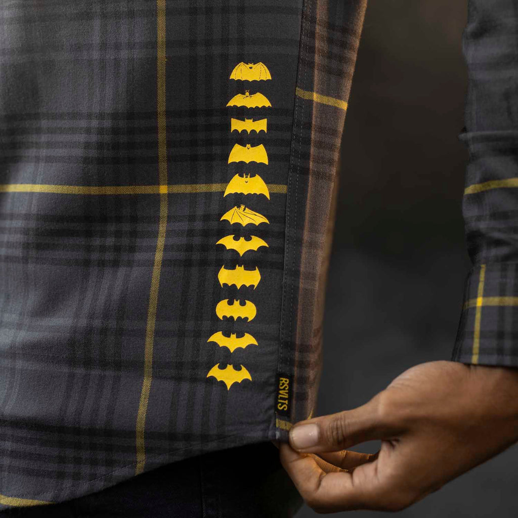 RSVLTS The Dark Flannel BorlandFlex Long Sleeve Flannel in Gray — detail 3