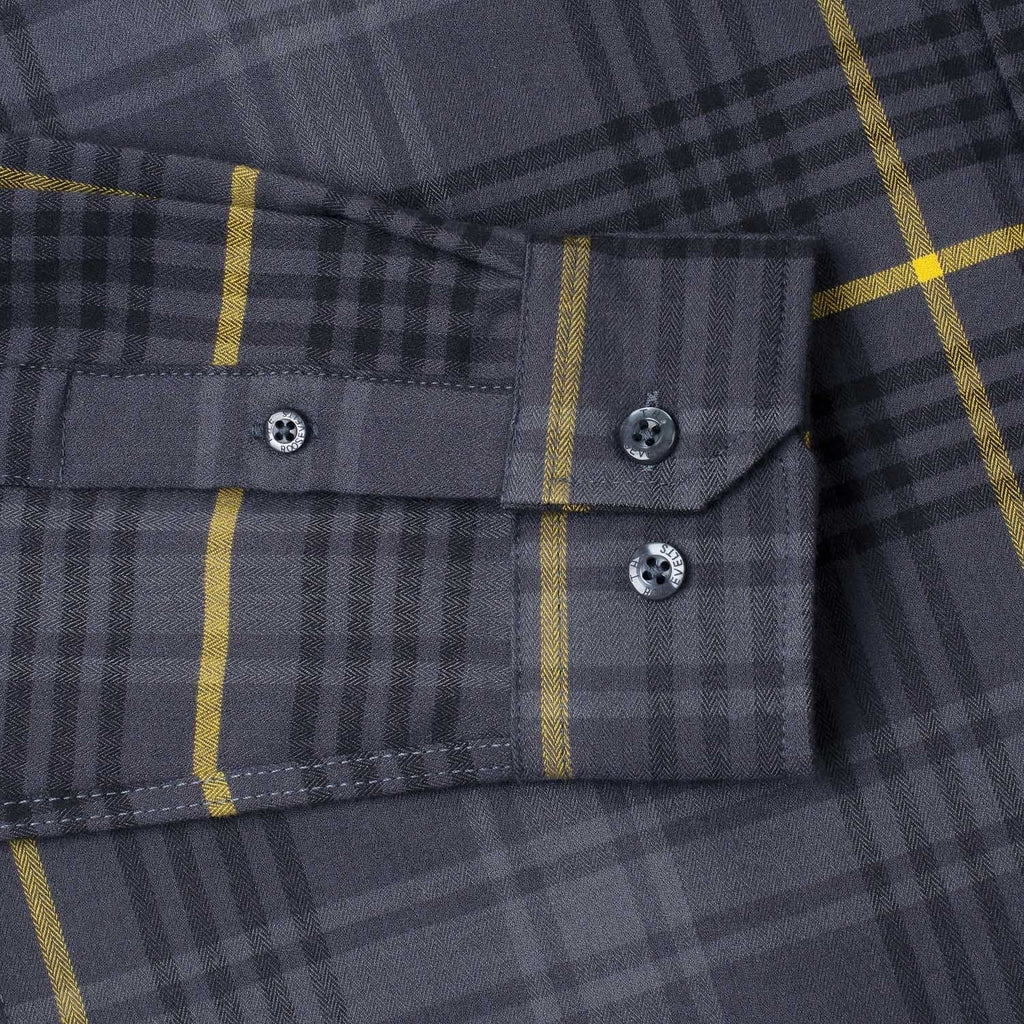 RSVLTS The Dark Flannel BorlandFlex Long Sleeve Flannel in Gray — detail 8