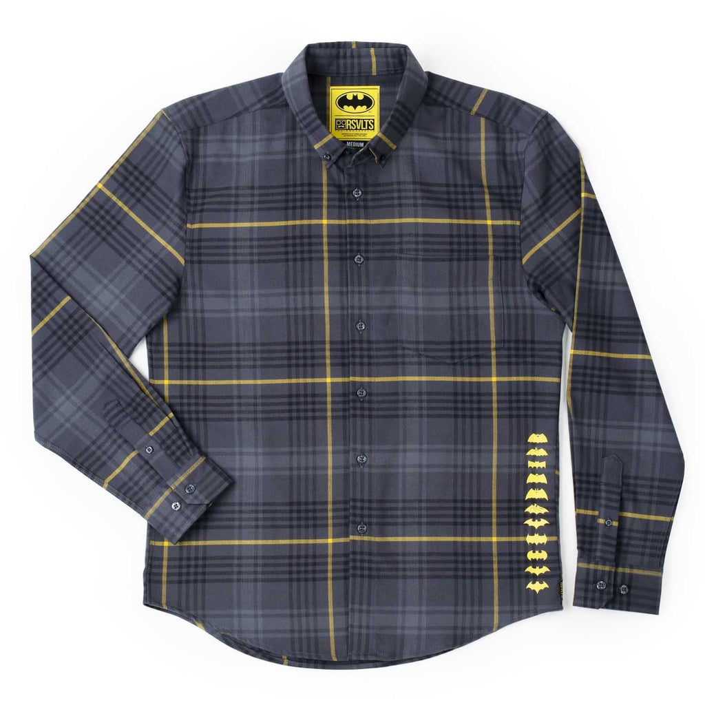 RSVLTS The Dark Flannel BorlandFlex Long Sleeve Flannel in Gray — front view