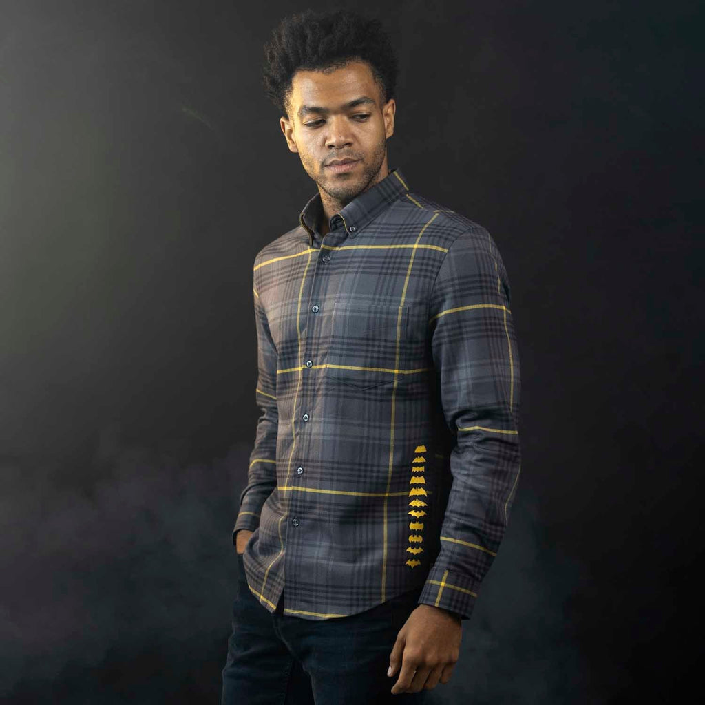RSVLTS The Dark Flannel BorlandFlex Long Sleeve Flannel in Gray — detail 5