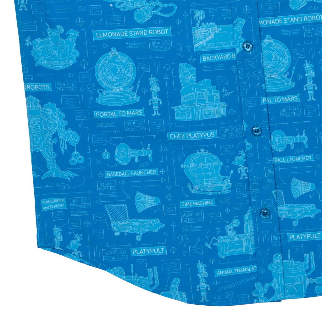 RSVLTS Backyard Blueprints KUNUFLEX Short Sleeve Shirt in Blue — detail 11