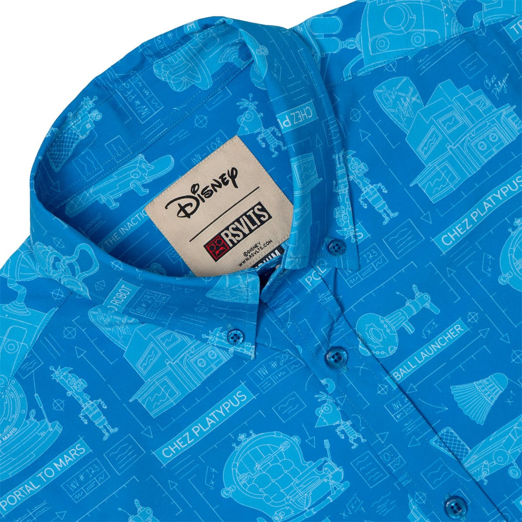 RSVLTS Backyard Blueprints KUNUFLEX Short Sleeve Shirt in Blue — detail 10