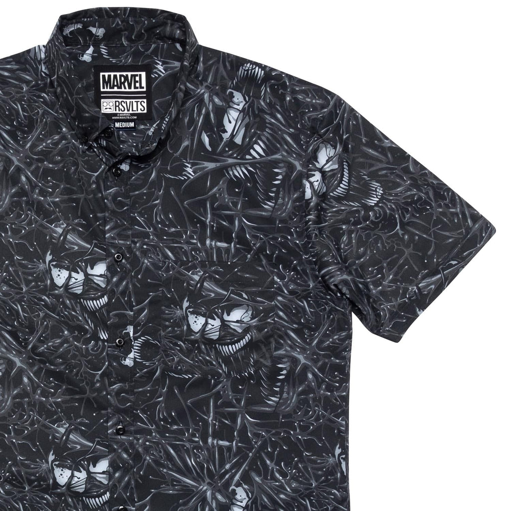 RSVLTS We Are Venom KUNUFLEX Short Sleeve Shirt in Black — front view