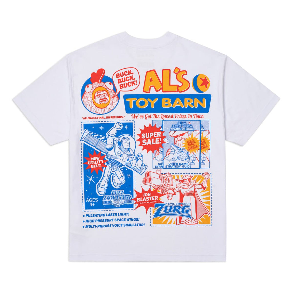 RSVLTS Al’s Toy Barn Vintage Crewneck Tee in White — detail 8
