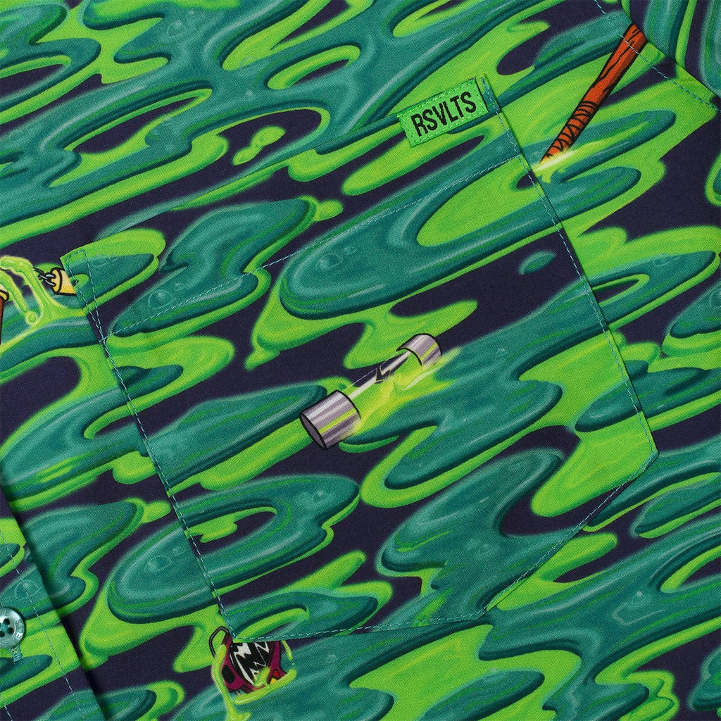 RSVLTS Oozevelts KUNUFLEX Short Sleeve Shirt in Green — detail 7