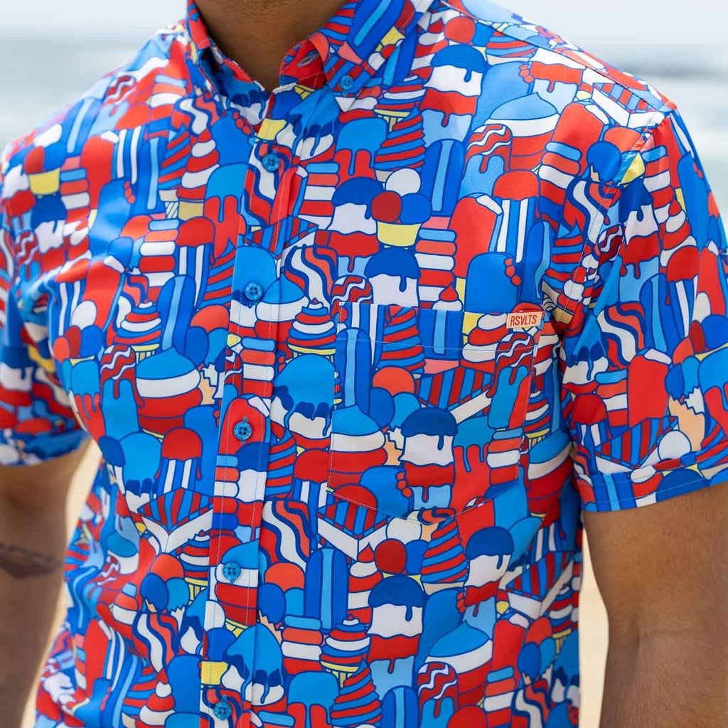 RSVLTS American Swirl KUNUFLEX Short Sleeve Shirt in Multicolor — detail 3