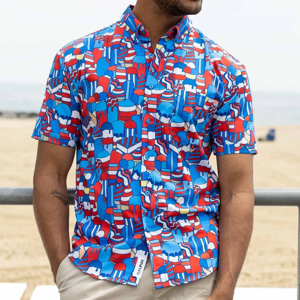 RSVLTS American Swirl KUNUFLEX Short Sleeve Shirt in Multicolor — detail 6