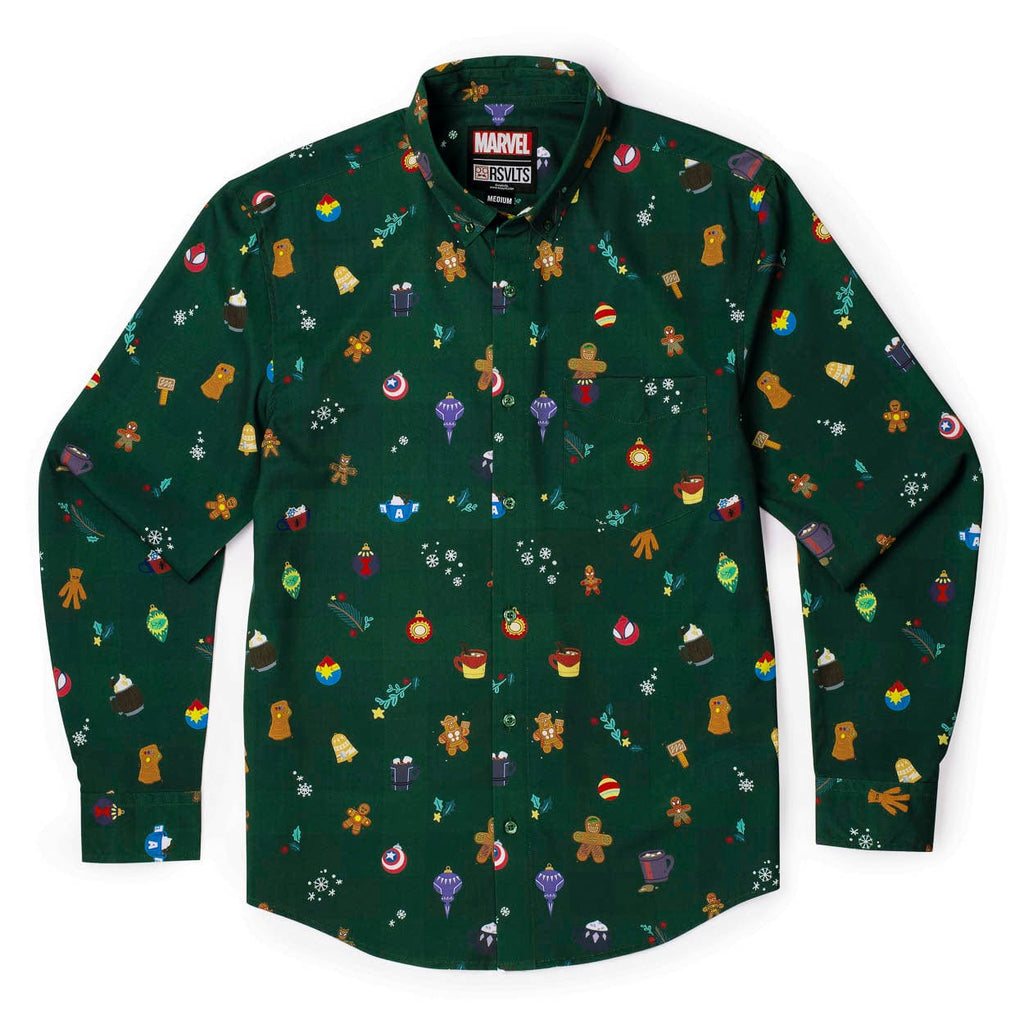 RSVLTS Heroic Holiday Long Sleeve Shirt in Green — front view
