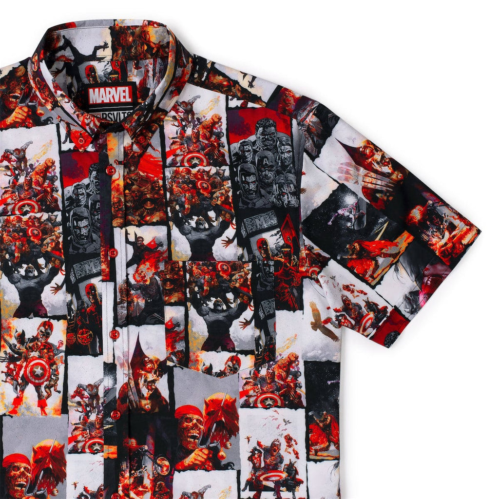 RSVLTS Horrifying Heroes KUNUFLEX Short Sleeve Shirt in Black — front view