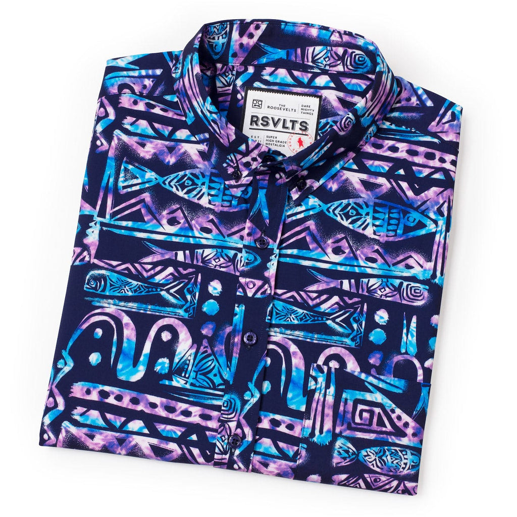 RSVLTS Big Kahuna KUNUFLEX Short Sleeve Shirt in Blue — detail 9