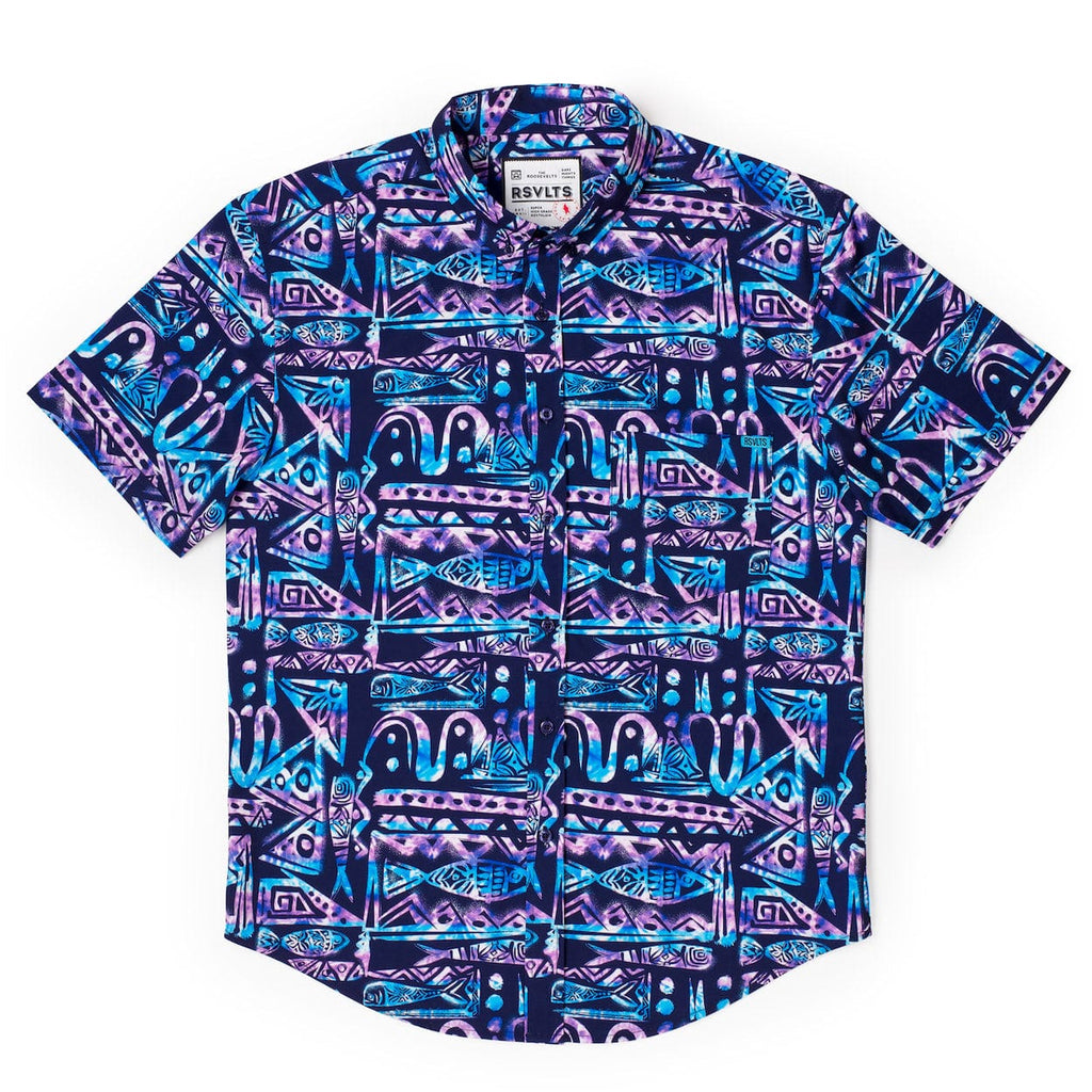 RSVLTS Big Kahuna KUNUFLEX Short Sleeve Shirt in Blue — detail 4