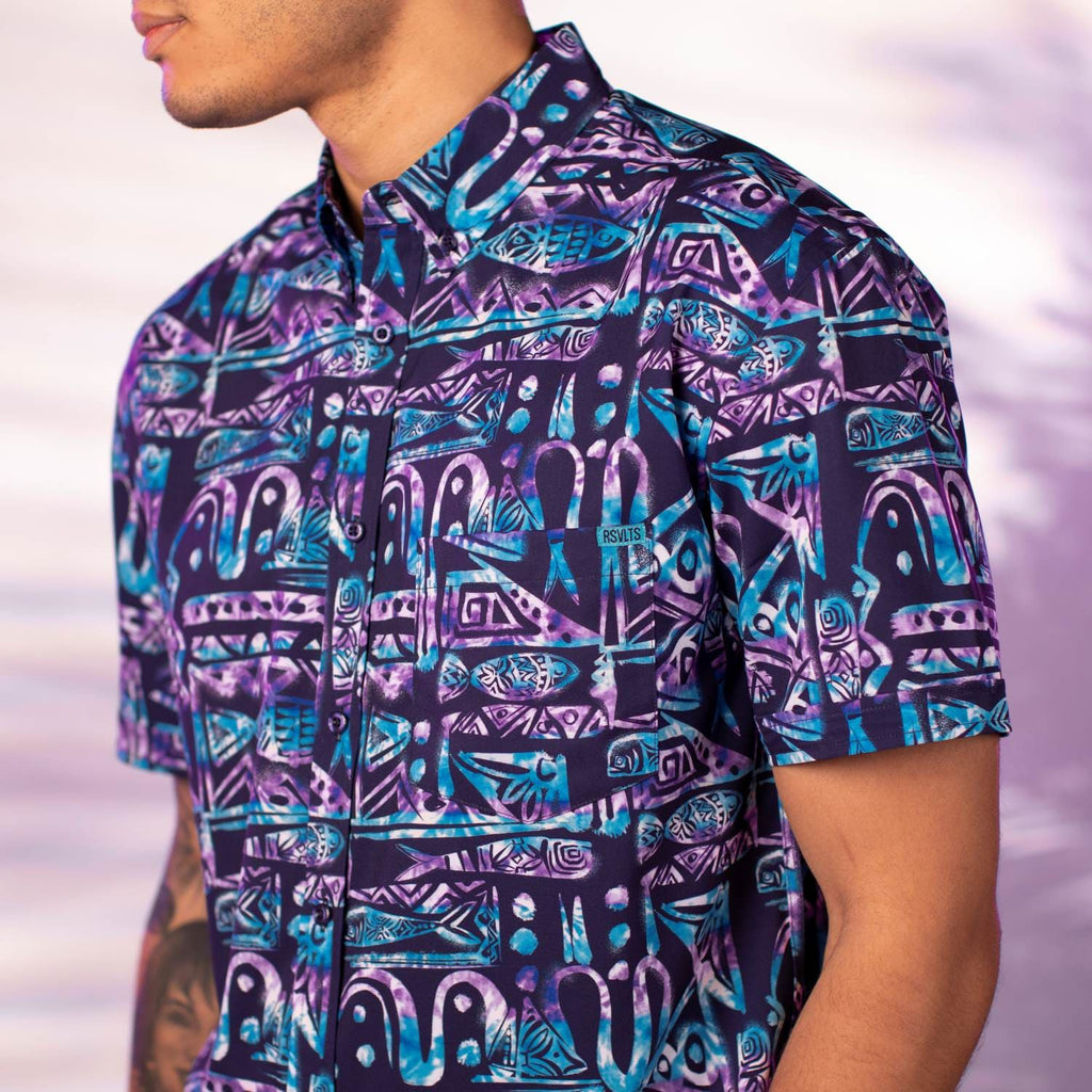 RSVLTS Big Kahuna KUNUFLEX Short Sleeve Shirt in Blue — detail 5