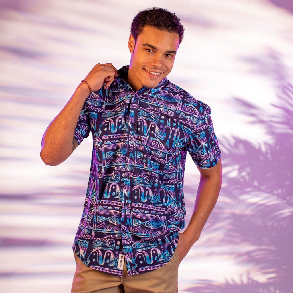 RSVLTS Big Kahuna KUNUFLEX Short Sleeve Shirt in Blue — detail 3