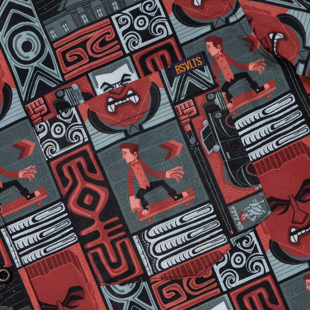 RSVLTS Hey McFly! KUNUFLEX Short Sleeve Shirt in Red — detail 7