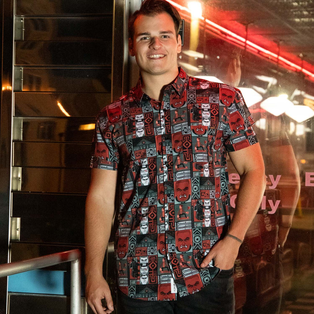RSVLTS Hey McFly! KUNUFLEX Short Sleeve Shirt in Red — detail 6