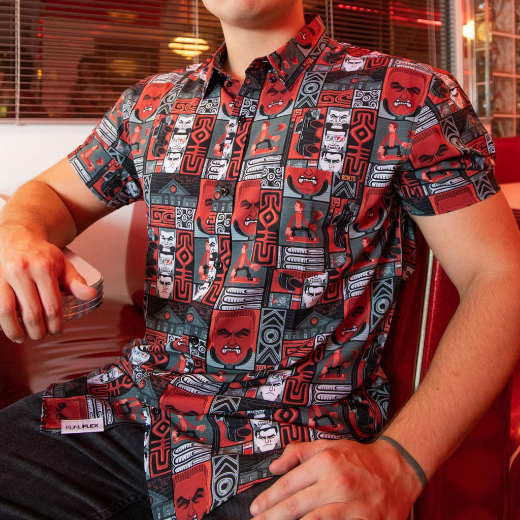 RSVLTS Hey McFly! KUNUFLEX Short Sleeve Shirt in Red — detail 2