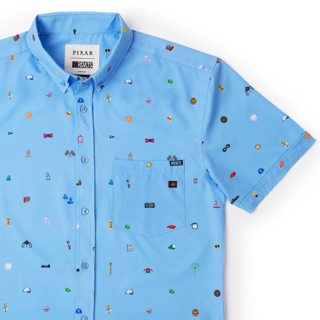 RSVLTS Lil Ventures KUNUFLEX Short Sleeve Shirt in Blue — front view